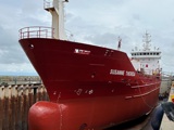 Red tanker in dr-dock